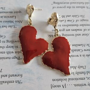 Elegant Red Heart Earrings
